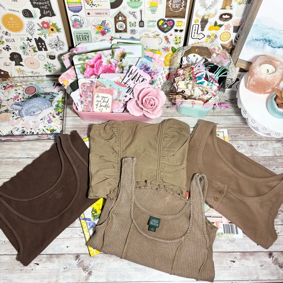 Lot of 4 Brown Tank Tops Women’s Sz.S Just Polly Wild Fable Brandy Melville Fall - Picture 1 of 9